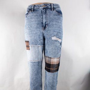 Hollister Ultra High-Rise Mom Jean 7R (26 X 25) Women's Juniors Jeans Patches